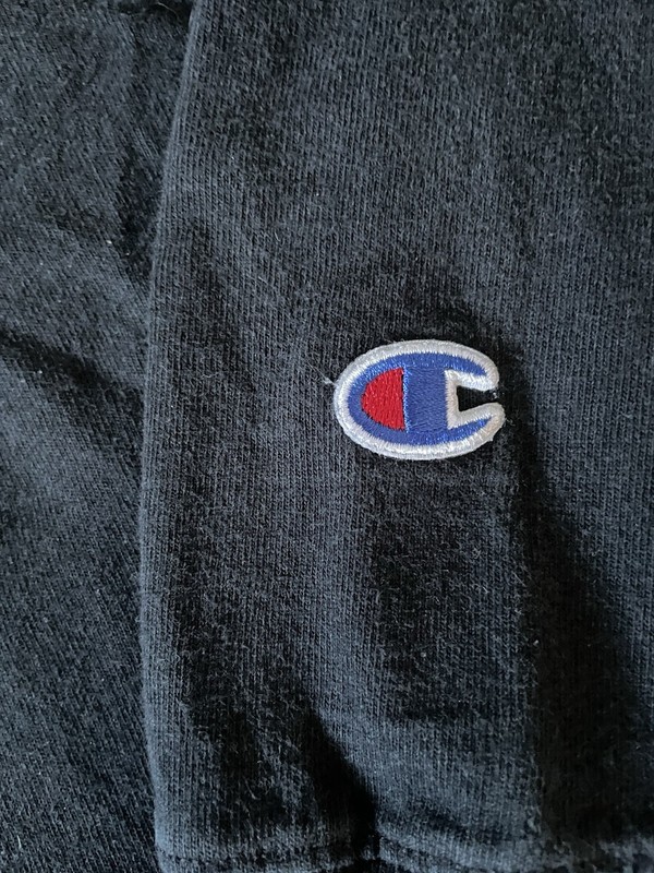 Champion Long Sleeve T-Shirt Black Red Graphic Logo Vintage Retro Medium JBHS gallery