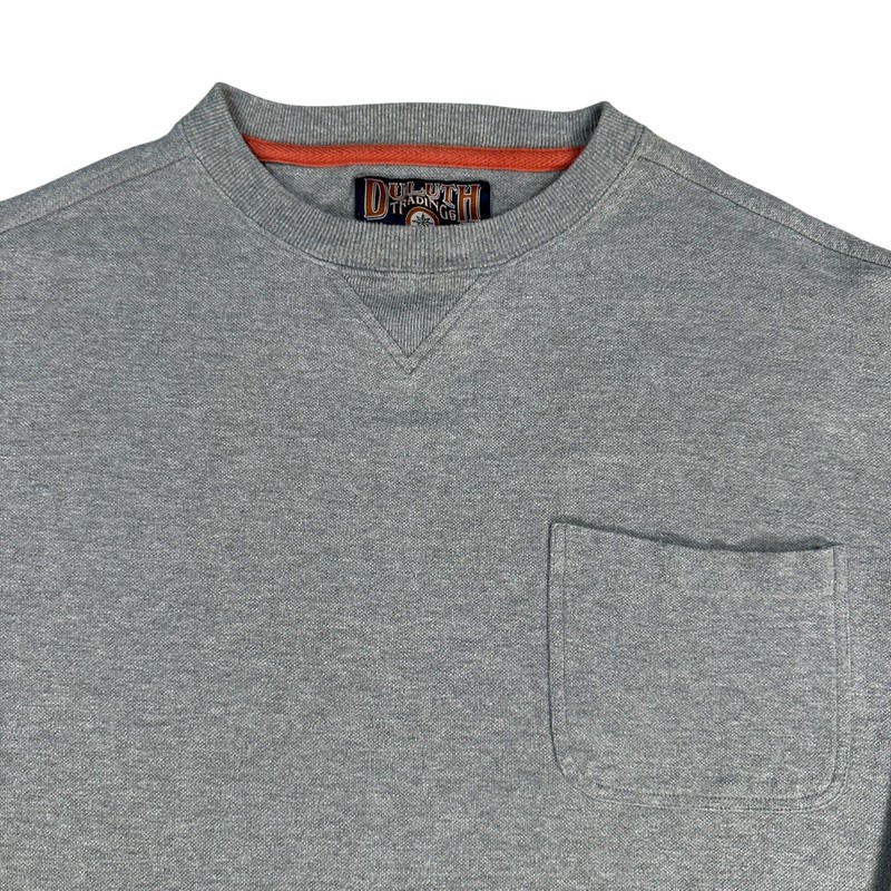 Duluth Trading Co. Mens Long Sleeve Crew Neck Pocket T-Shirt Gray