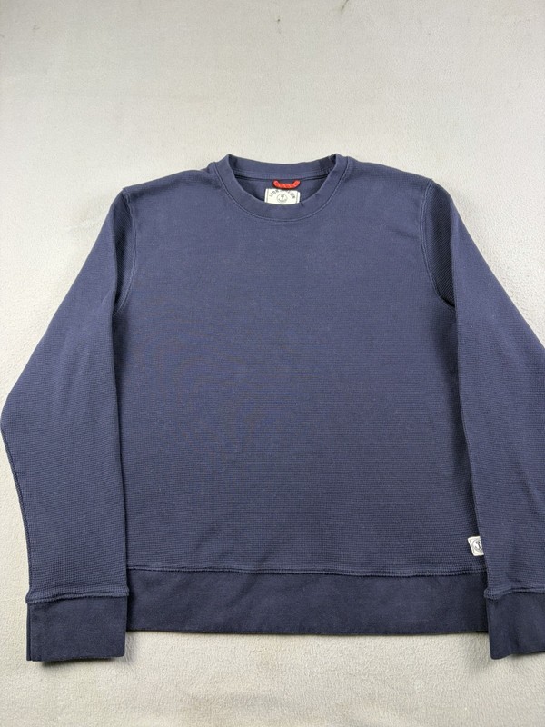 Iron & Resin Michigan Henley Shirt Fits XL Blue Thermal Waffle Knit Longsleeve