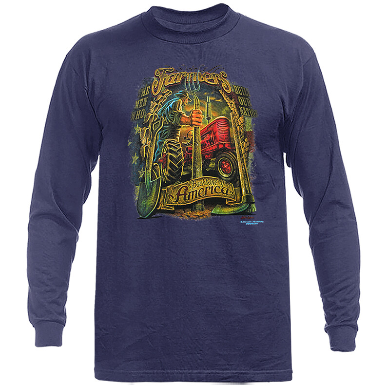 Farmer Backbone of America American Pride Patriot Patriotic Long Sleeve