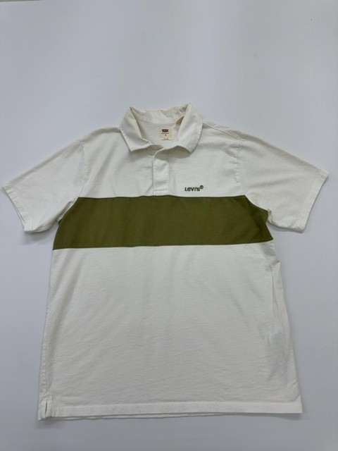 LEVI’S Men’s White Logo Polo Relaxed Fit Cotton Knit Size M