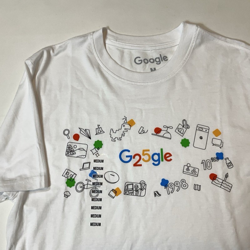 Google Merch Original 25th Birthday Employee Shirt Sz M Collectible White NWOT