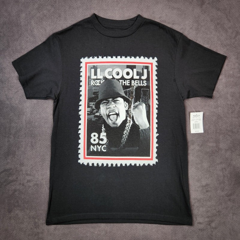 LL Cool J Rock The Bells Stamp Graphic Tee Shirt Mens Medium Black NYC 85