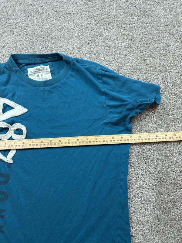 Y2K Aeropostale Mens Shirt Medium Distressed Grunge Single Stitch Skater Blue gallery