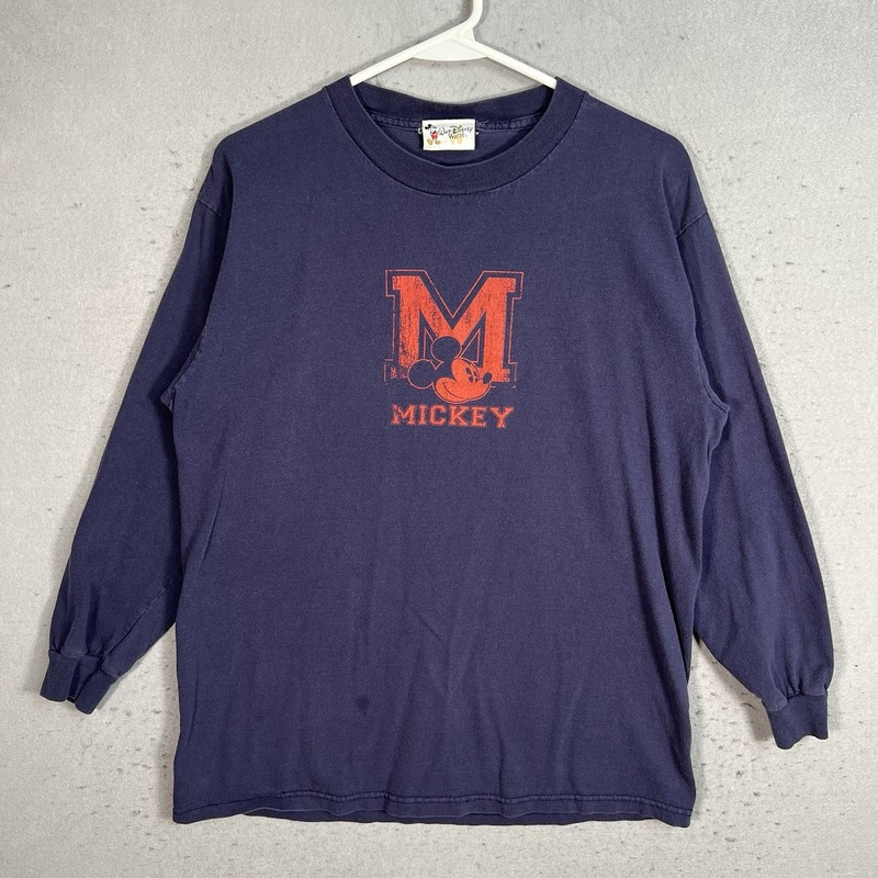 Walt Disney World Mickey Mouse T Shirt Adult Medium Blue Long Sleeve Mens