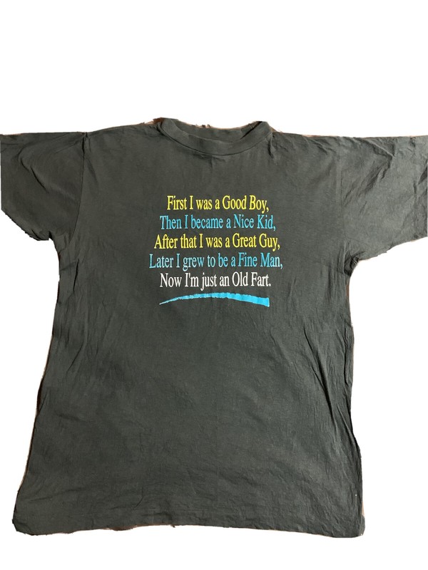 VTG OLD FART Humor Shirt Single Stitch Mens L Graphic Black funny Novelty 80s 90