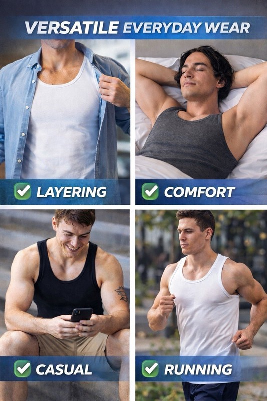 Men 100% Cotton Tank Tops Value 6-Pack Breathable Undershirts Gym Everyday Wear! gallery
