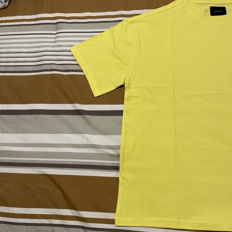 Pacsun Yellow Solid Crew Neck Short Sleeve T-Shirt L Palm Springs Embroidered gallery