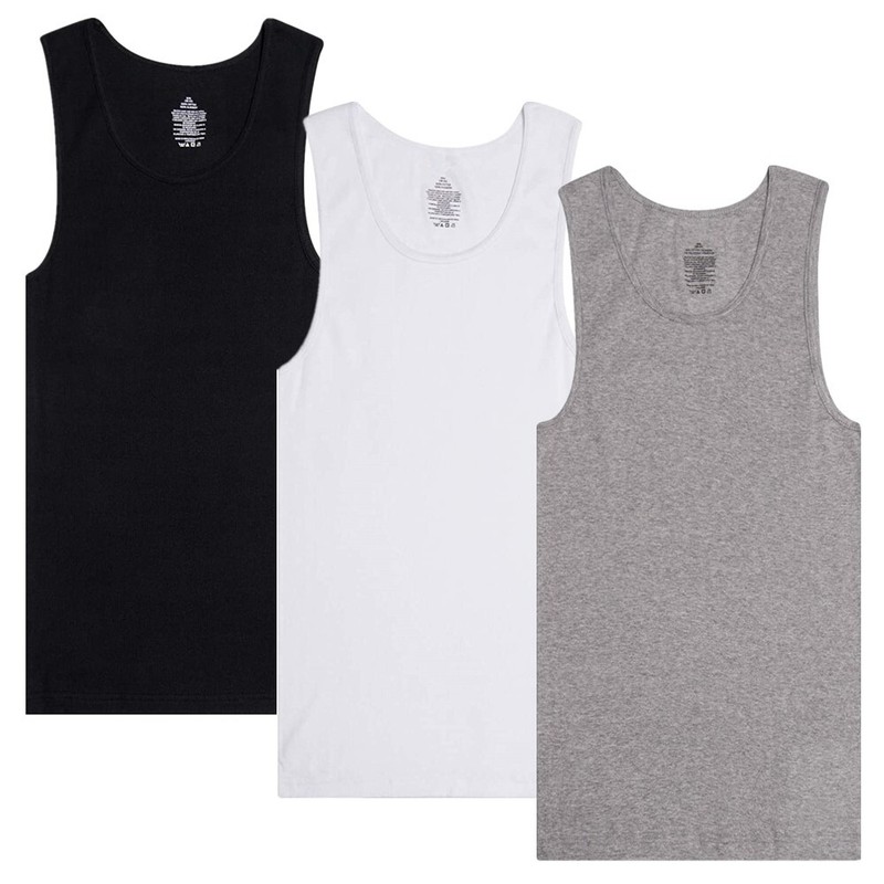 3-12 Packs Men 100% Cotton Ribbed Tank Top A-Shirt Wife Beater Undershirts Lot gallery