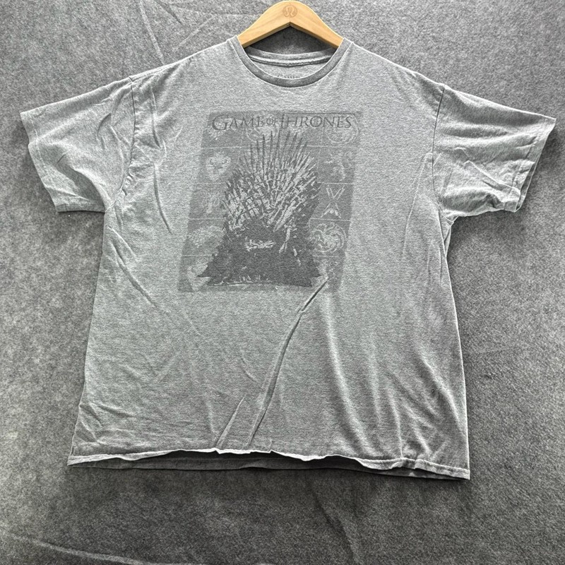 Game Of Thrones Shirt Mens L Gray Iron Throne Graphic Tee Crewneck Cotton Blend