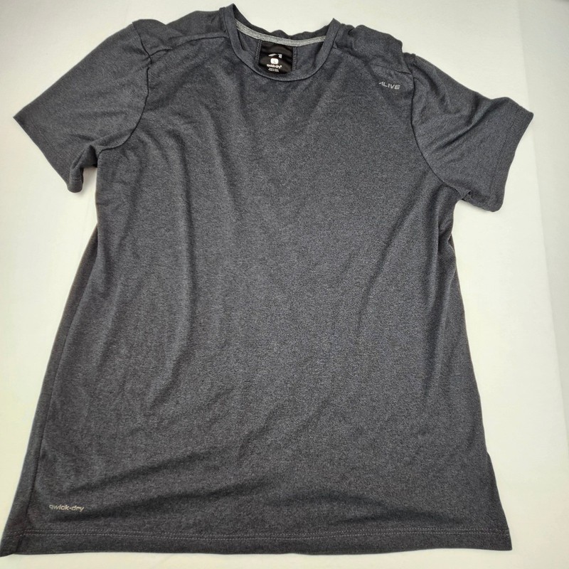 ALIVE Mens Qwick-Dry Performance T-Shirt Charcoal Gray Heather Large Workout Top