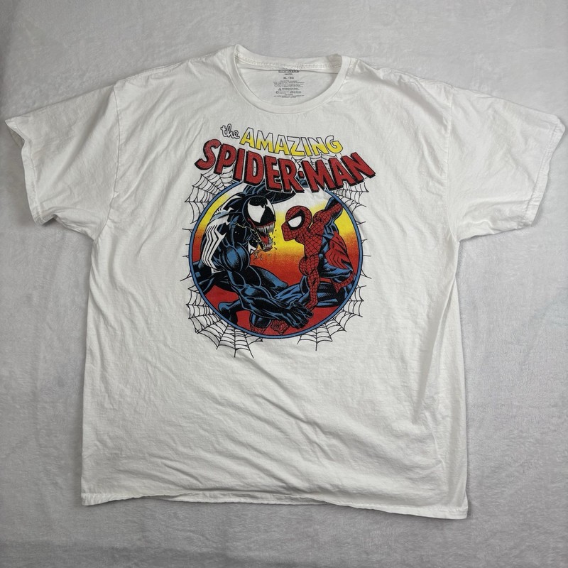 Marvel Spider-Man Venom White Short Sleeve Graphic Shirt Men’s XL