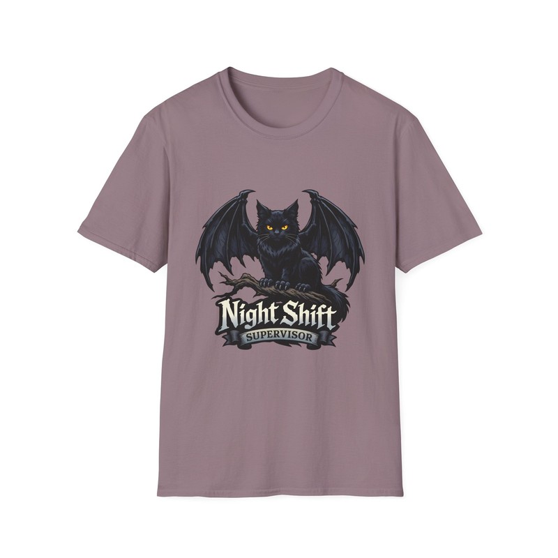 Bat Cat Gothic Fantasy Dark Winged Animal Spooky Night Unisex Softstyle T-Shirt