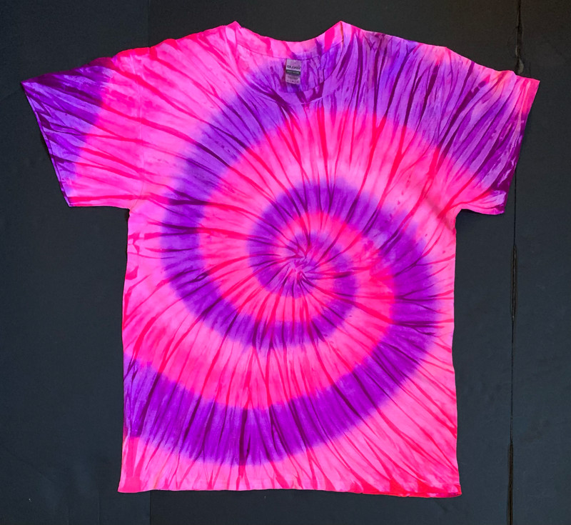 *New* 2XL – Sm Handmade Tie Dye, Think Pink Double Spiral, Crew or V-Neck