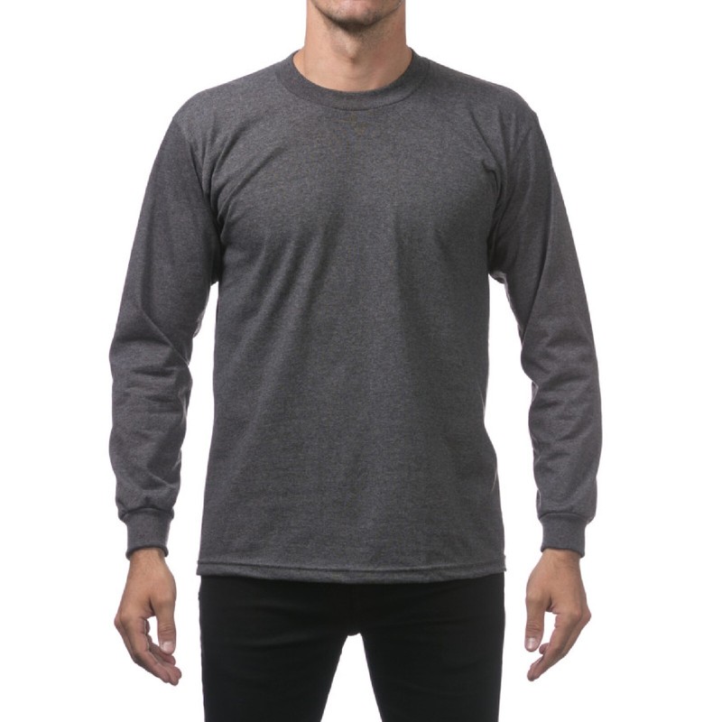 PROCLUB MENS HEAVYWEIGHT LONG SLEEVE T SHIRTS PRO CLUB CASUAL COTTON TEE SHIRT gallery