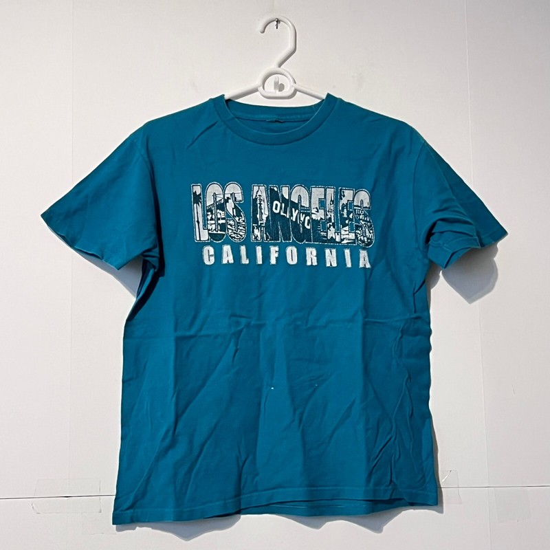 Vintage Unbranded Mens T-Shirt Size S/M Green Los Angeles Hollywood California