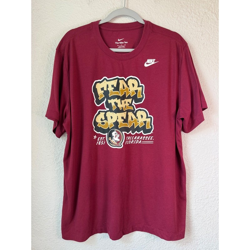 Nike Florida State Seminoles Fear The Spear T-Shirt XL Garnet Maroon FSU Tee