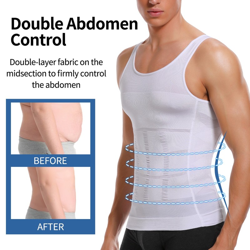 Gynecomastia Moobs Compression Vest Shirts Men Tank Top Slimming Body Shaper US gallery