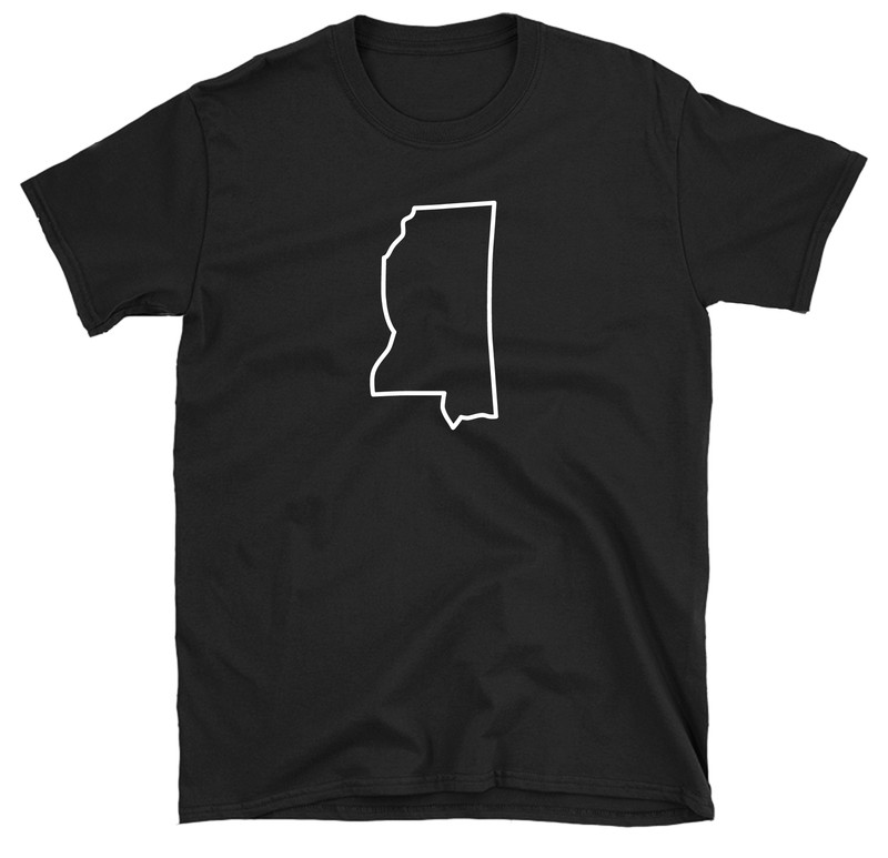 Mississippi Outline T-Shirt State Shirt Cotton Place Name Vacation