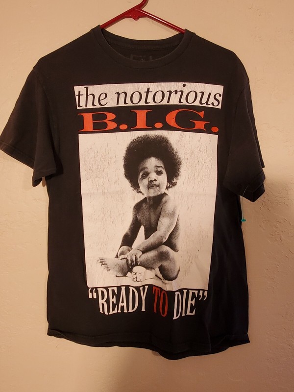 Notorious BIG – “Ready To Die” – black w/red t shirt perfect fade sz M