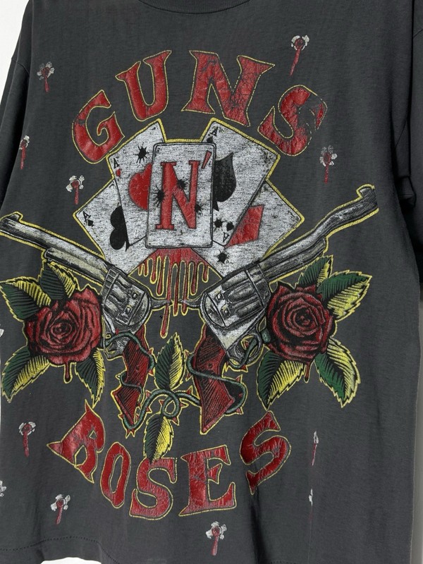 Vintage 90s Guns N Roses Cards And Bullet Holes Overprint T-shirt gallery