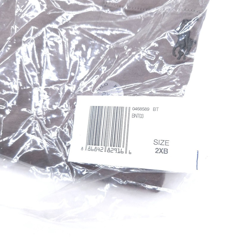 POLO RALPH LAUREN CREW T-SHIRT -2XB BIG XXL GRAY SMOOTH LONG SLEEVE POCKET -PONY gallery