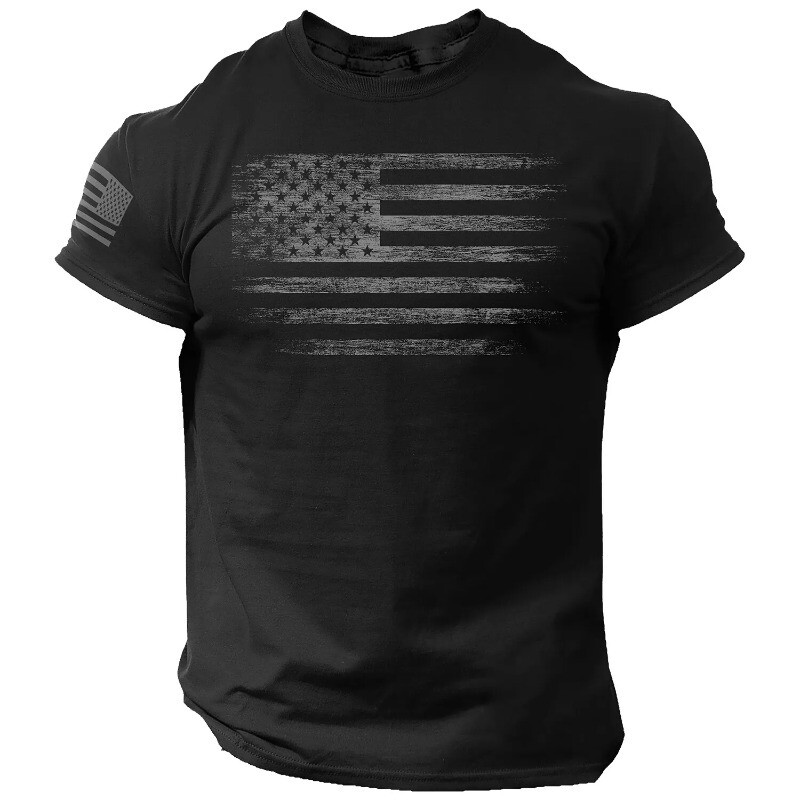 USA Distressed Flag Men T Shirt Patriotic American Tee Plus Size L-6XL