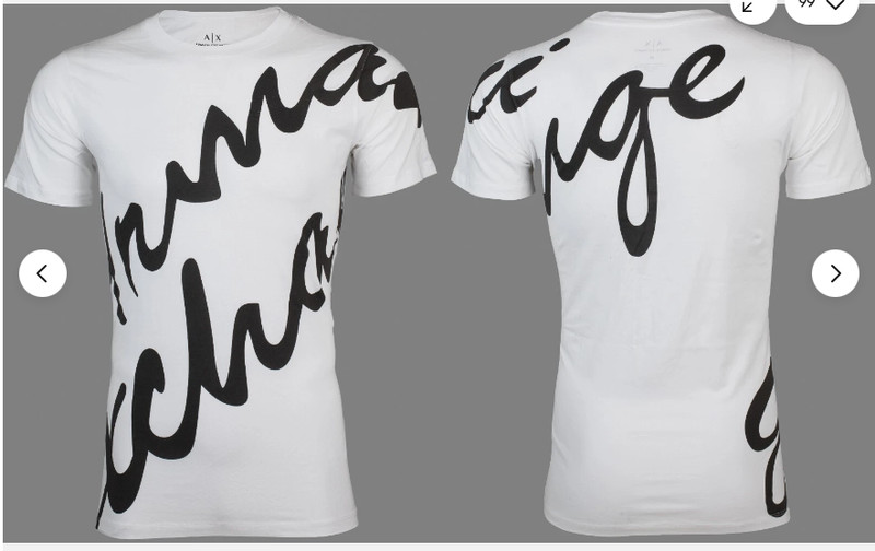 $50 ARMANI EXCHANGE White Black SCRIPT Short Sleeve Slim Fit Designer T-shirt