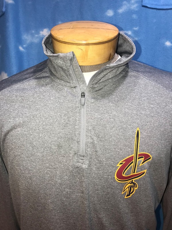 Cleveland Cavaliers LightWeight Jacket Large L NBA Gray 1/4 Zip Pullover C37 gallery