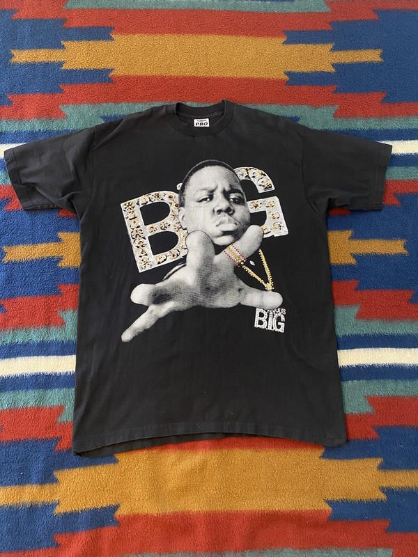 Biggie Smalls Notorious Big Rare T-Shirt 2XL Rhinestones Black CLEAN