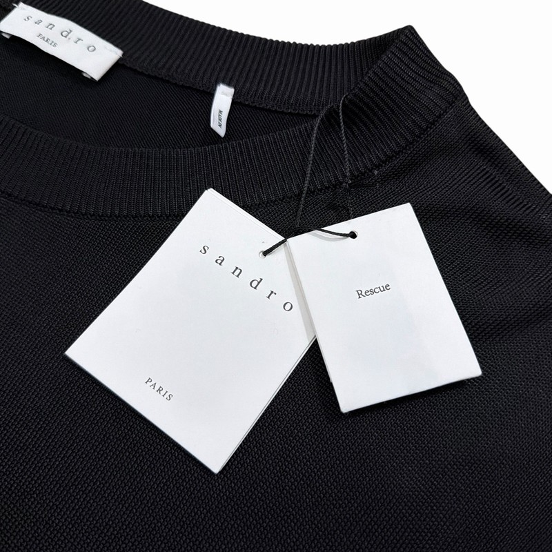 Sandro Pablo Tee Mens Size Large Knitted Crewneck Black gallery