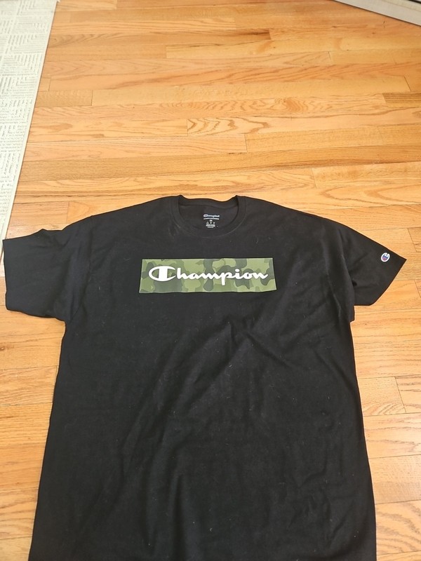 Champion Authentic Athleticwear Mens 2XL Black Camouflage Logo Crew Neck T-Shirt