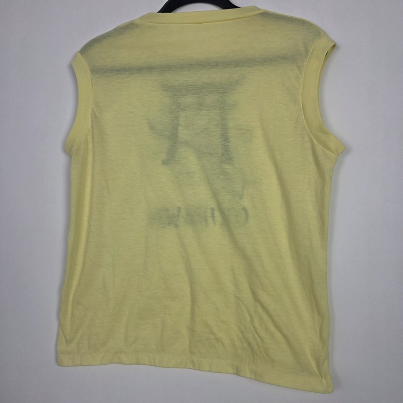 Vintage 70s Okinawa Japan Paper Thin Military Mens Small Sleeveless Yellow Shirt gallery