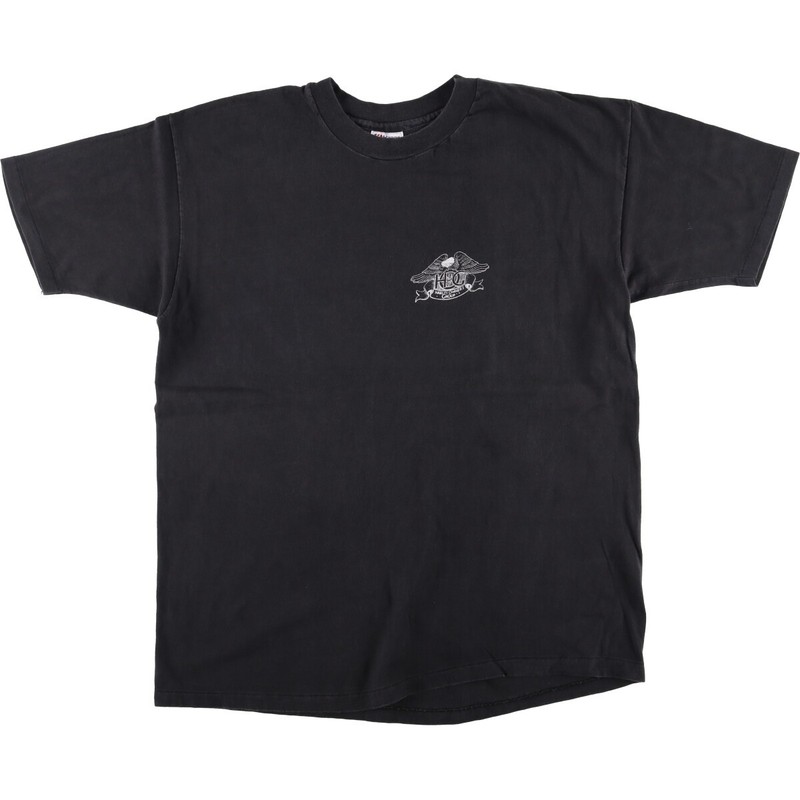 Used Hanes BEEFY-T Blue Tag Eagle Pattern Motorcycle T-Shirt Made in USA Men…