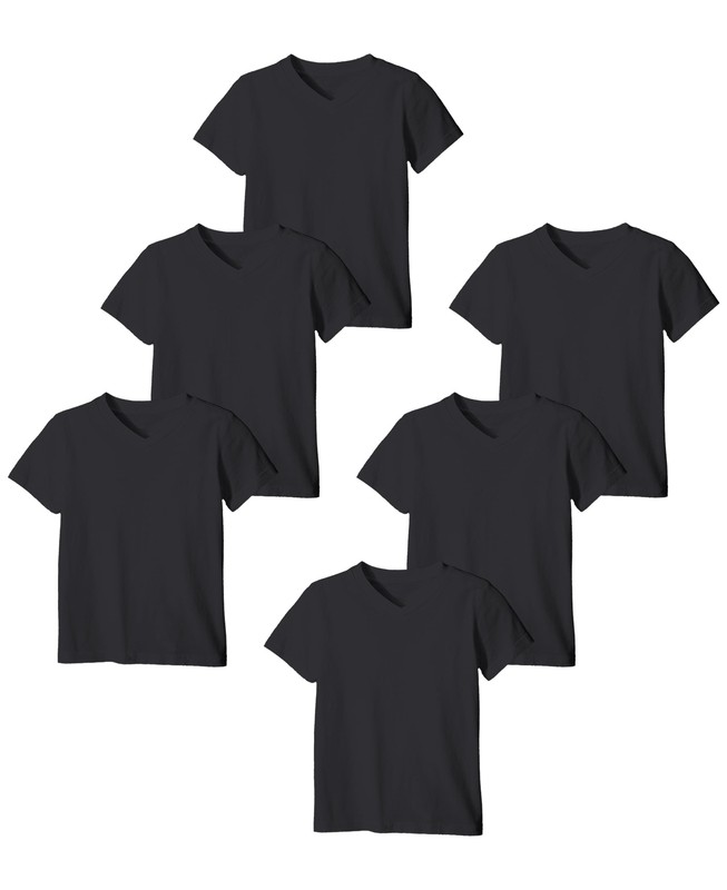 6 Pack Men’s 100% Cotton Short Sleeve Undershirts V Neck T Shirt 3XL Big Black