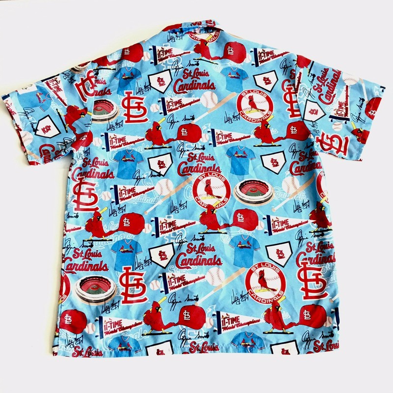 St Louis Cardinals Blue Baseball Polo Short Sleeve Button Up Shirt Men’s Size XL gallery