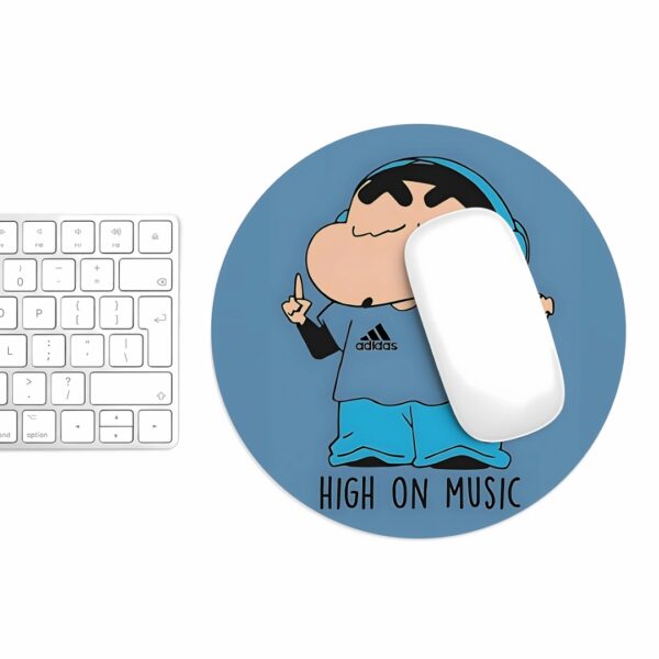 High on Music – Vibing Cartoon Round Mousepad - Image 3