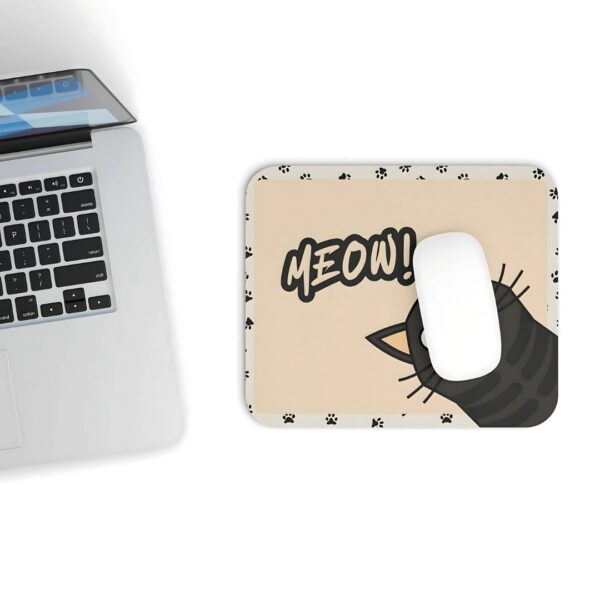 Meow Peek – Playful Black Cat Paw Print Mousepad - Image 3
